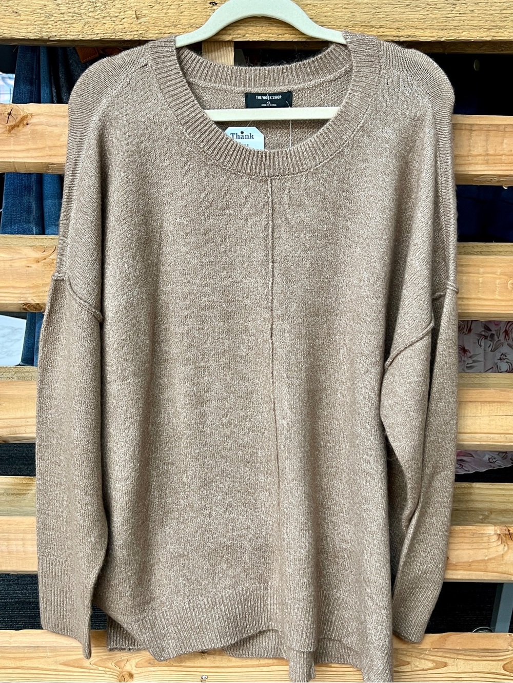 Women's Taupe Crewneck Sweater - Relaxed Fit